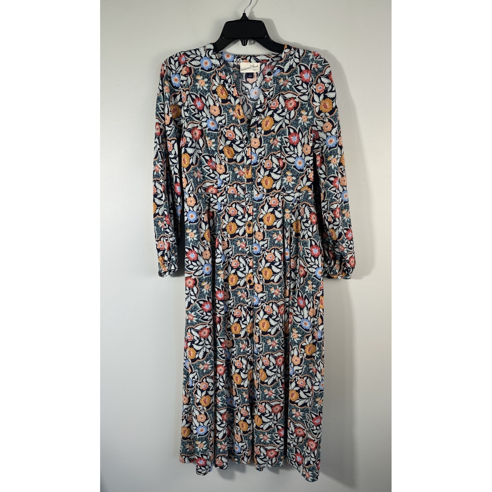 Universal Threads Dress Womens Small Floral Button Front Midi Boho Cottage